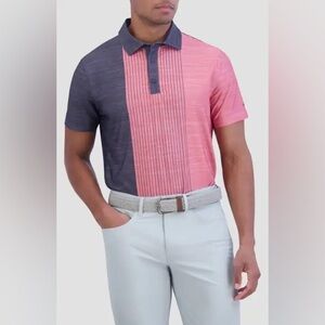 Ben Sherman Golf Polo, Salmon/Dark Gray, Size XL